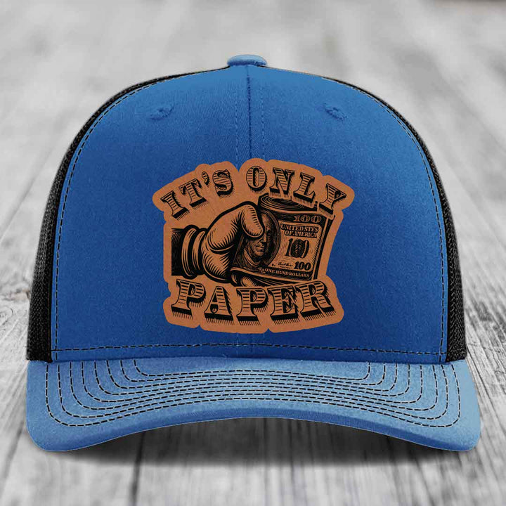 Its Only Paper - Leather Patch Hat - Rawhide to Black Patch - Richardson 112 Snapback Trucker Hat