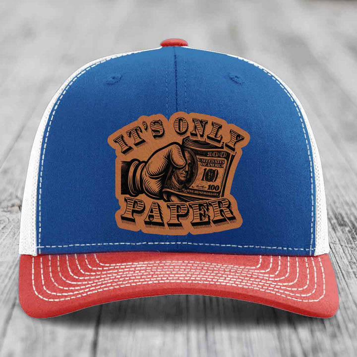 Its Only Paper - Leather Patch Hat - Rawhide to Black Patch - Richardson 112 Snapback Trucker Hat