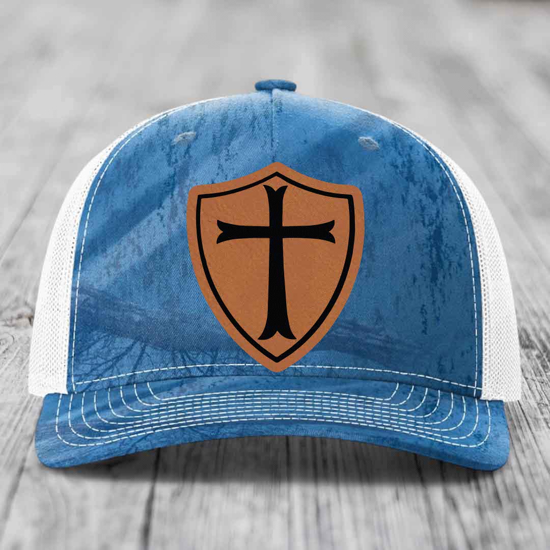 Knights Templar - Leather Patch Hat - Rawhide to Black Patch - Richardson 112PFP Snapback Trucker Hat
