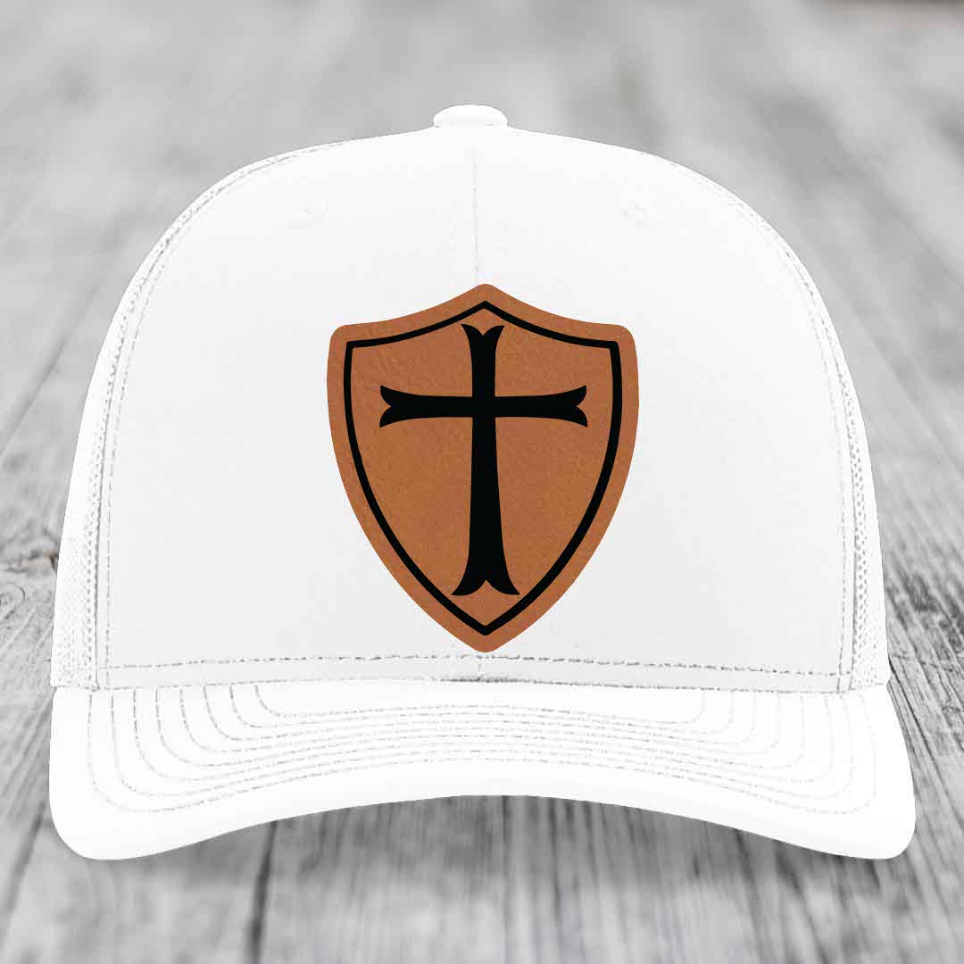 Knights Templar - Leather Patch Hat - Rawhide to Black Patch - Richardson 112 Snapback Trucker Hat