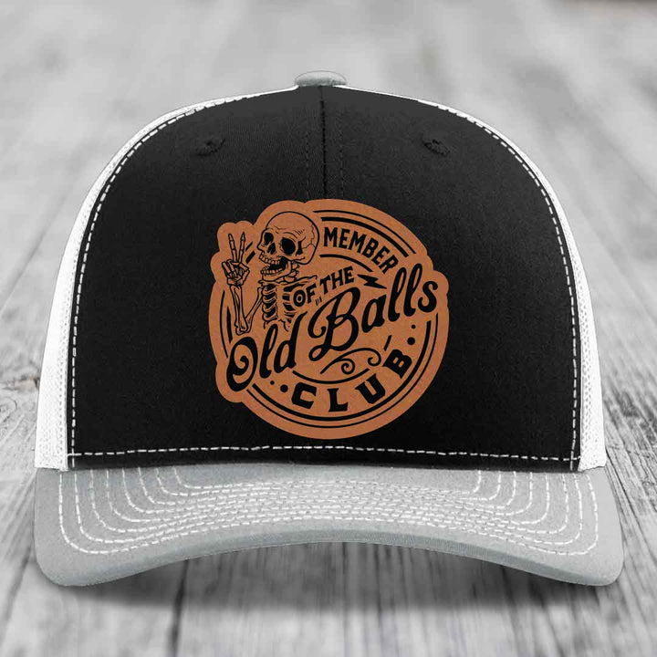 Member of the Old Balls Club - Leather Patch Hat - Rawhide to Black Patch - Richardson 112 Snapback Trucker Hat