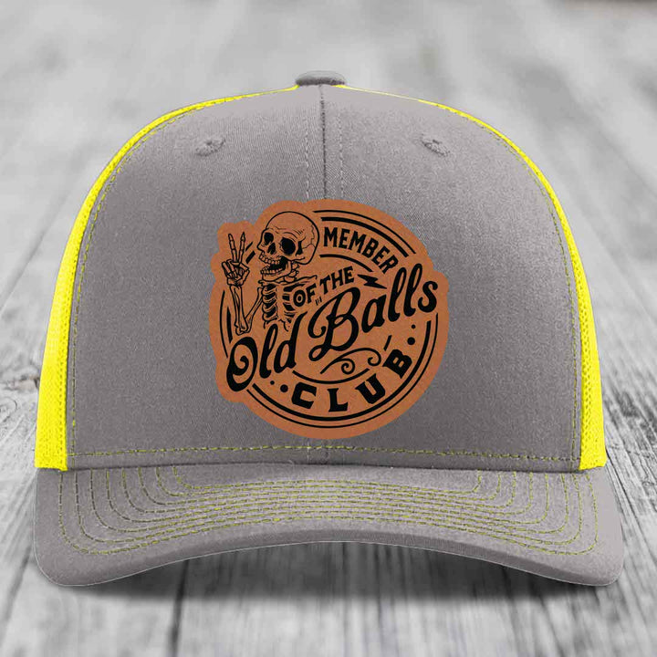 Member of the Old Balls Club - Leather Patch Hat - Rawhide to Black Patch - Richardson 112 Snapback Trucker Hat