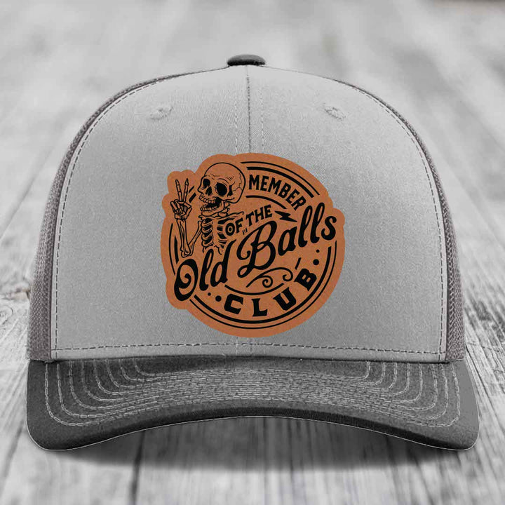 Member of the Old Balls Club - Leather Patch Hat - Rawhide to Black Patch - Richardson 112 Snapback Trucker Hat