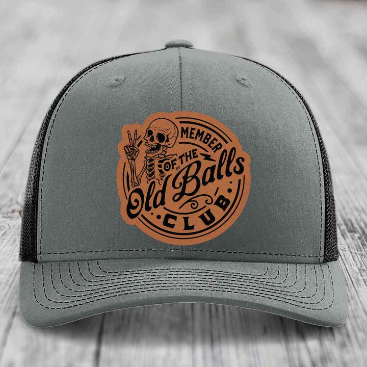 Member of the Old Balls Club - Leather Patch Hat - Rawhide to Black Patch - Richardson 112 Snapback Trucker Hat
