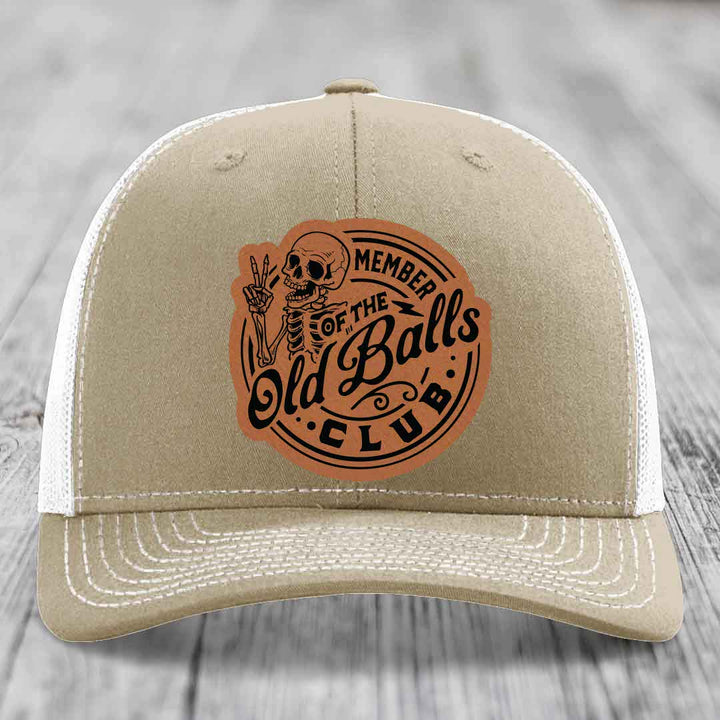 Member of the Old Balls Club - Leather Patch Hat - Rawhide to Black Patch - Richardson 112 Snapback Trucker Hat