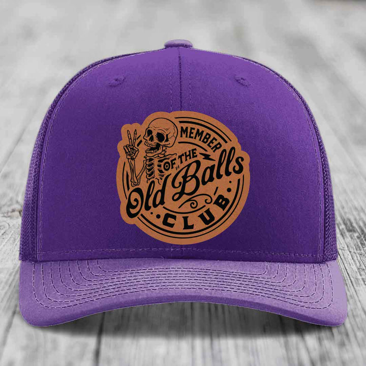 Member of the Old Balls Club - Leather Patch Hat - Rawhide to Black Patch - Richardson 112 Snapback Trucker Hat