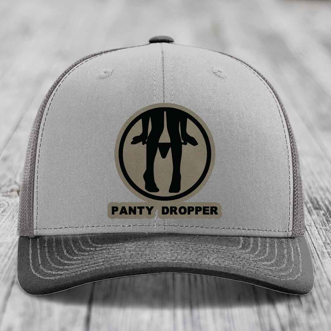 Panty Dropper - Leather Patch Hat - Light Brown to Black Patch - Richardson 112 Snapback Trucker Hat