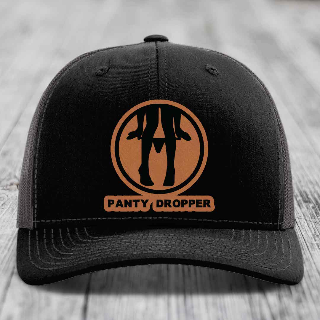 Panty Dropper - Leather Patch Hat - Rawhide to Black Patch - Richardson 112 Snapback Trucker Hat