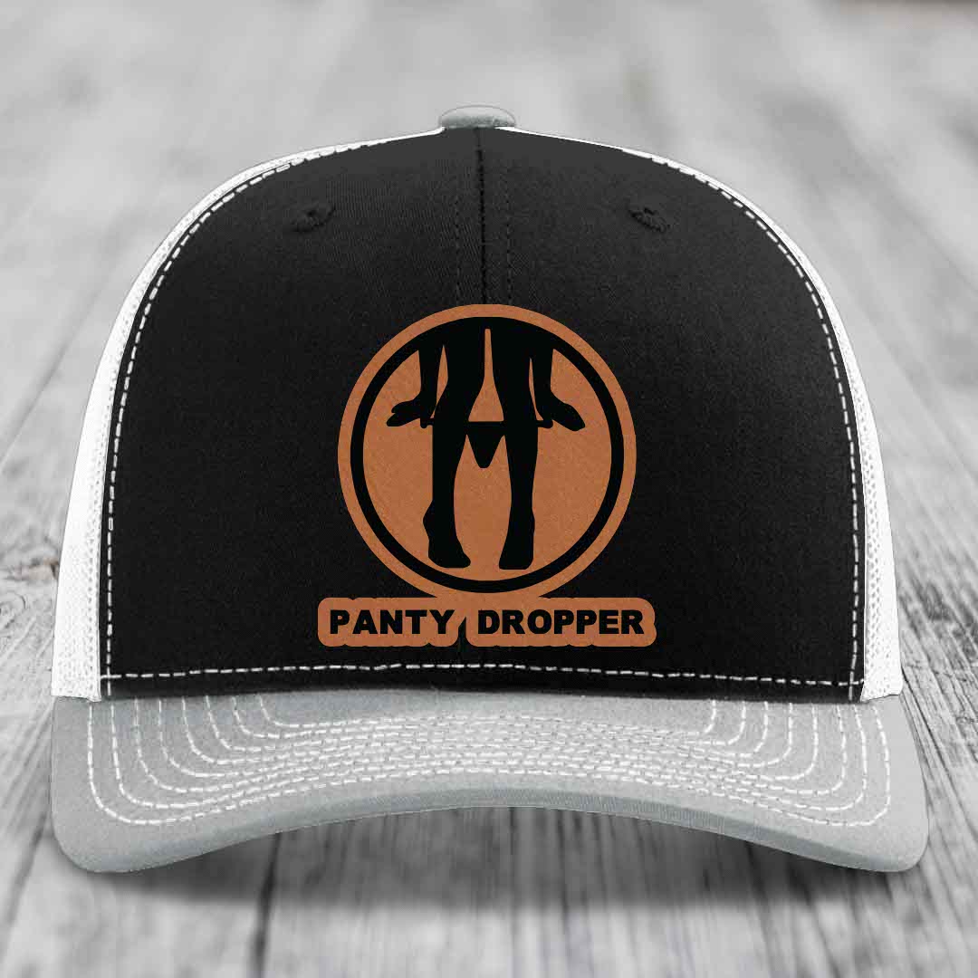 Panty Dropper - Leather Patch Hat - Rawhide to Black Patch - Richardson 112 Snapback Trucker Hat