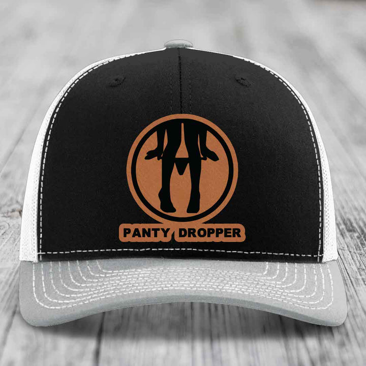Panty Dropper - Leather Patch Hat - Rawhide to Black Patch - Richardson 112 Snapback Trucker Hat