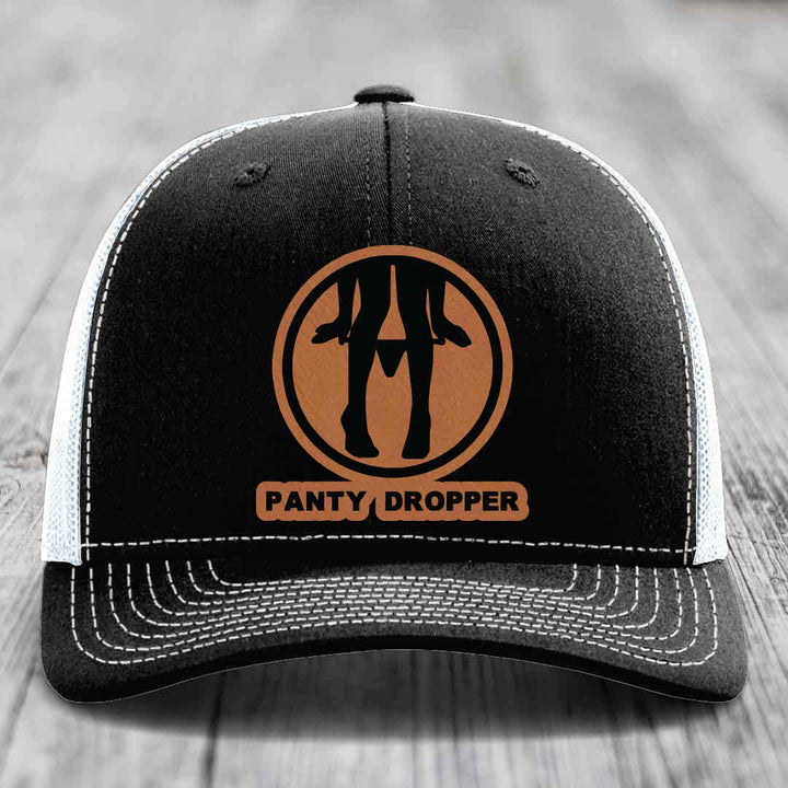 Panty Dropper - Leather Patch Hat - Rawhide to Black Patch - Richardson 112 Snapback Trucker Hat