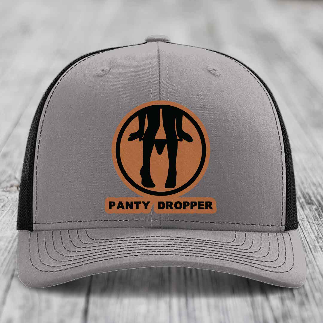 Panty Dropper - Leather Patch Hat - Rawhide to Black Patch - Richardson 112 Snapback Trucker Hat