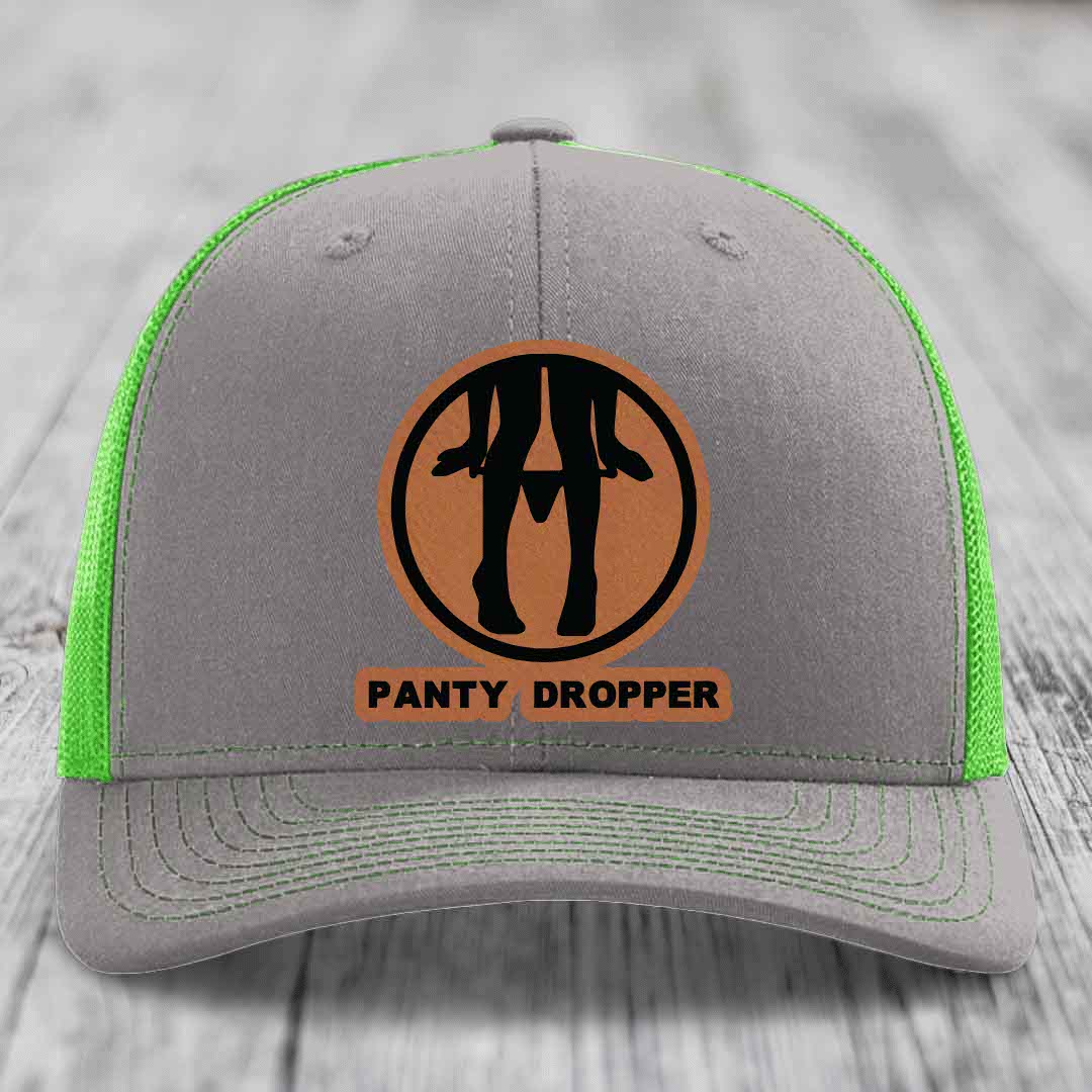 Panty Dropper - Leather Patch Hat - Rawhide to Black Patch - Richardson 112 Snapback Trucker Hat