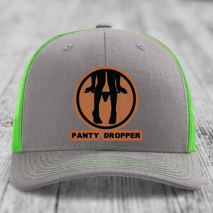 Panty Dropper - Leather Patch Hat - Rawhide to Black Patch - Richardson 112 Snapback Trucker Hat