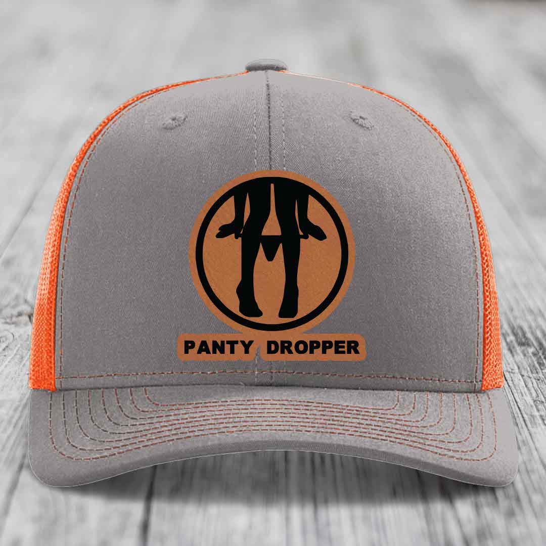 Panty Dropper - Leather Patch Hat - Rawhide to Black Patch - Richardson 112 Snapback Trucker Hat