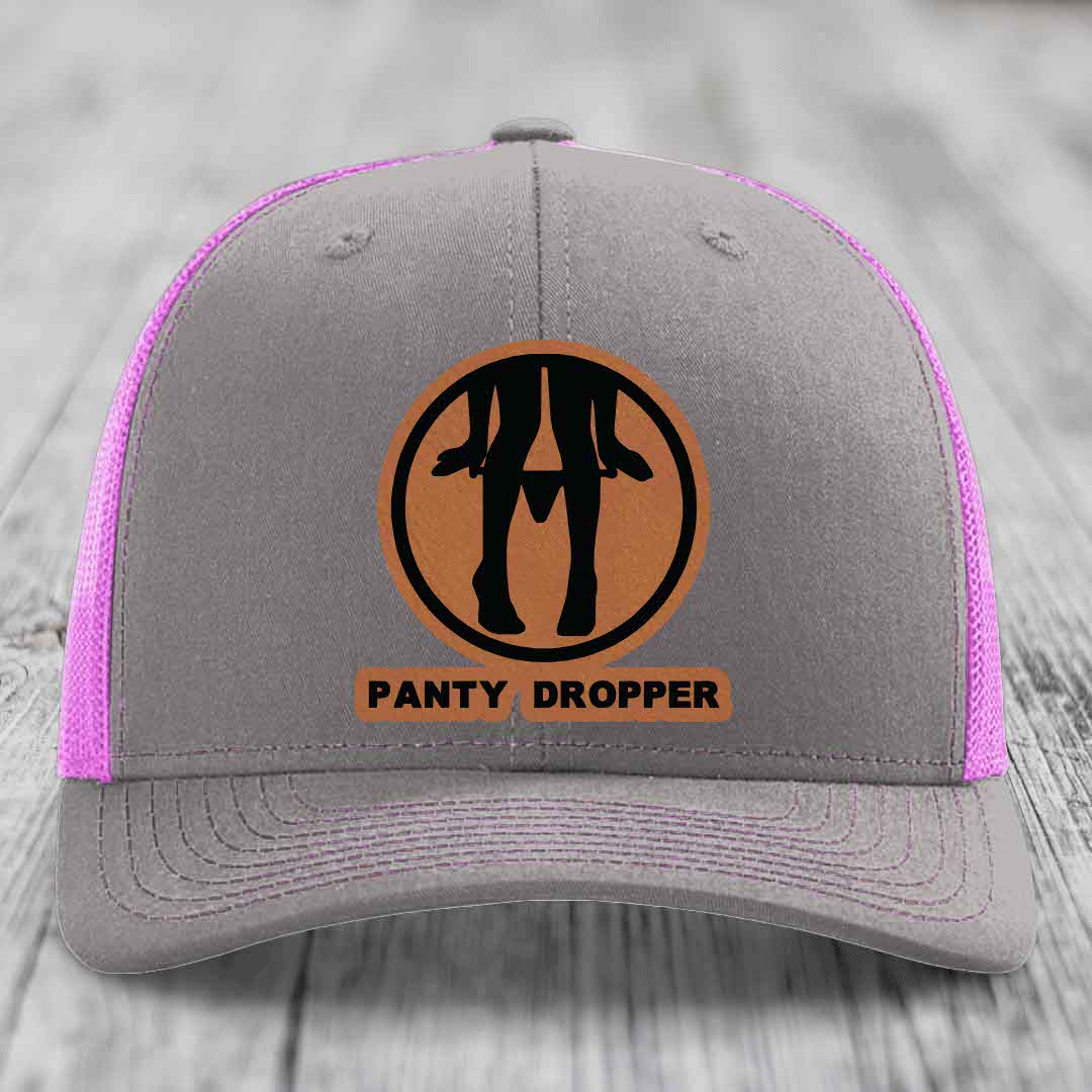 Panty Dropper - Leather Patch Hat - Rawhide to Black Patch - Richardson 112 Snapback Trucker Hat