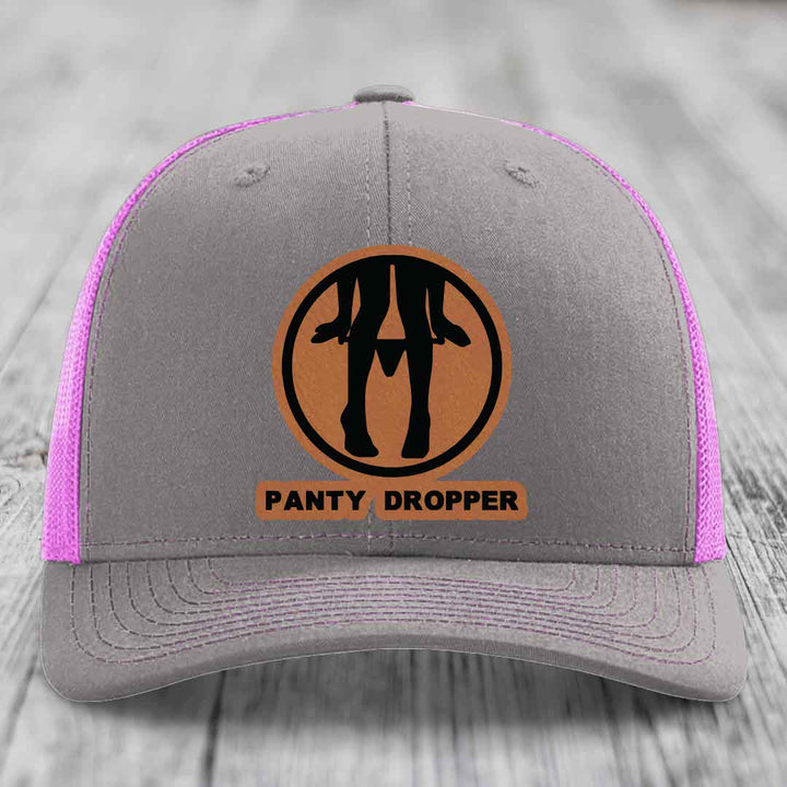 Panty Dropper - Leather Patch Hat - Rawhide to Black Patch - Richardson 112 Snapback Trucker Hat
