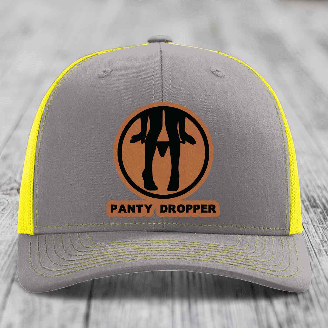 Panty Dropper - Leather Patch Hat - Rawhide to Black Patch - Richardson 112 Snapback Trucker Hat