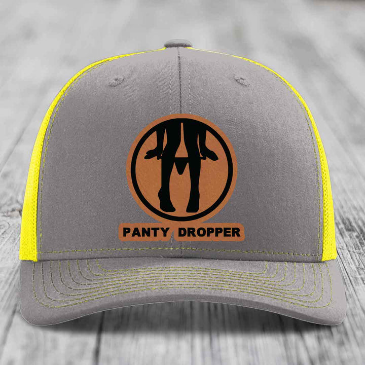 Panty Dropper - Leather Patch Hat - Rawhide to Black Patch - Richardson 112 Snapback Trucker Hat