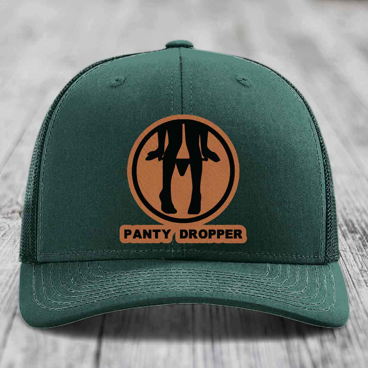 Panty Dropper - Leather Patch Hat - Rawhide to Black Patch - Richardson 112 Snapback Trucker Hat