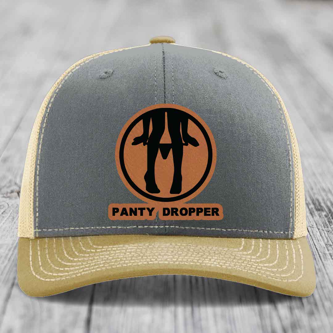 Panty Dropper - Leather Patch Hat - Rawhide to Black Patch - Richardson 112 Snapback Trucker Hat