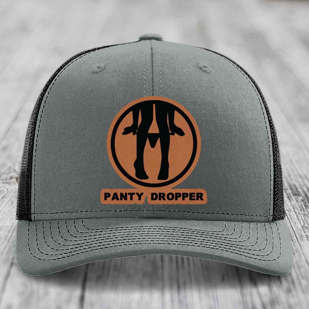 Panty Dropper - Leather Patch Hat - Rawhide to Black Patch - Richardson 112 Snapback Trucker Hat