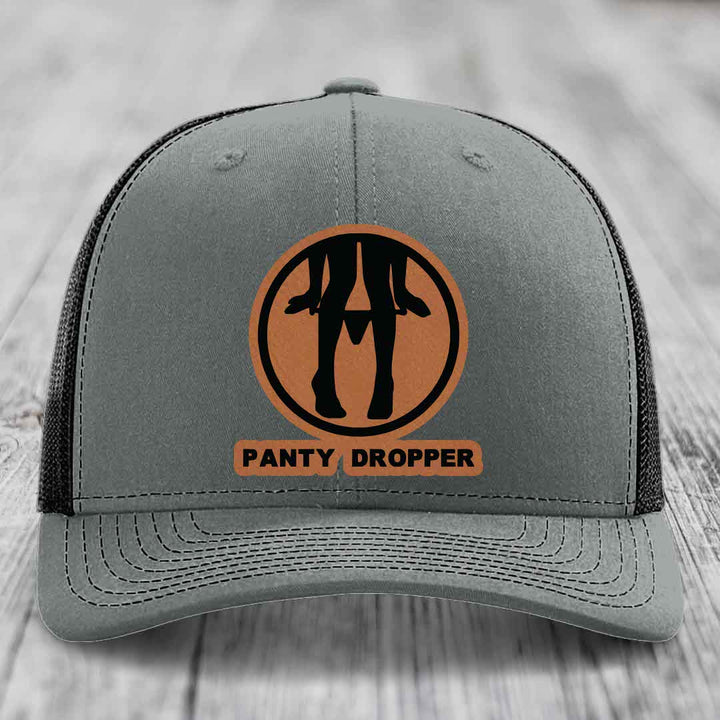 Panty Dropper - Leather Patch Hat - Rawhide to Black Patch - Richardson 112 Snapback Trucker Hat