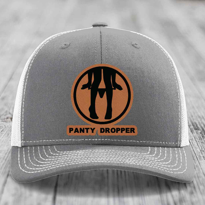 Panty Dropper - Leather Patch Hat - Rawhide to Black Patch - Richardson 112 Snapback Trucker Hat
