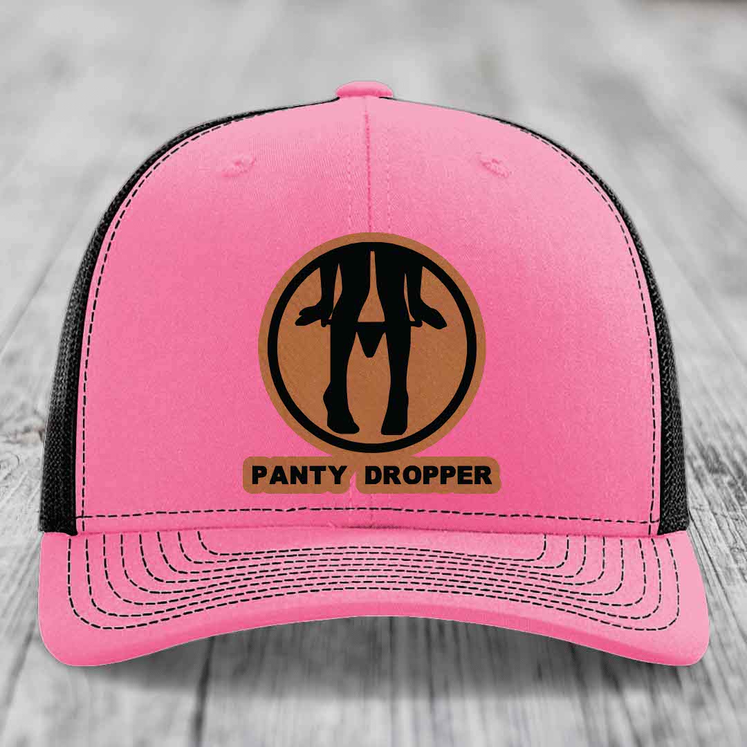 Panty Dropper - Leather Patch Hat - Rawhide to Black Patch - Richardson 112 Snapback Trucker Hat