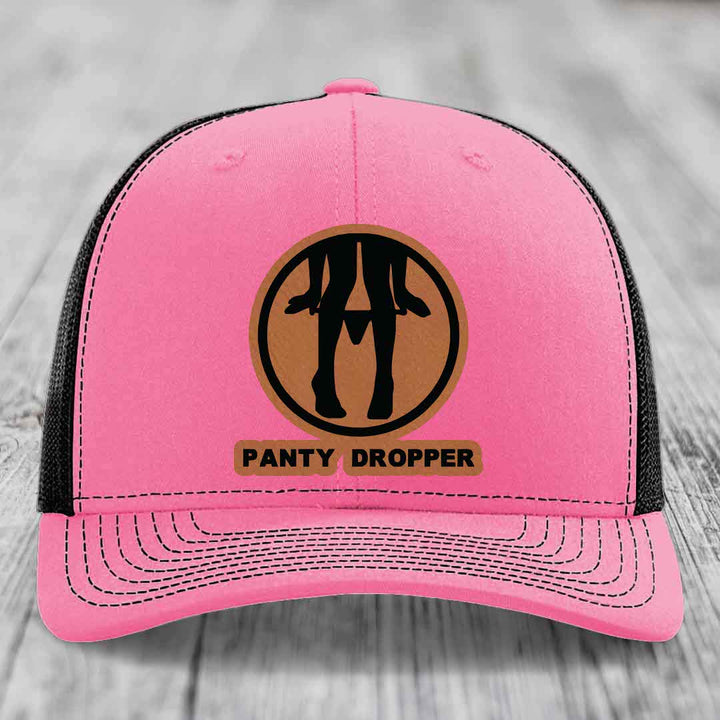 Panty Dropper - Leather Patch Hat - Rawhide to Black Patch - Richardson 112 Snapback Trucker Hat