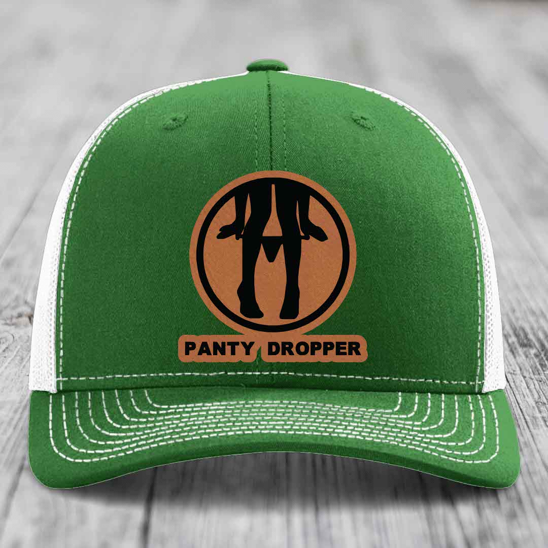 Panty Dropper - Leather Patch Hat - Rawhide to Black Patch - Richardson 112 Snapback Trucker Hat