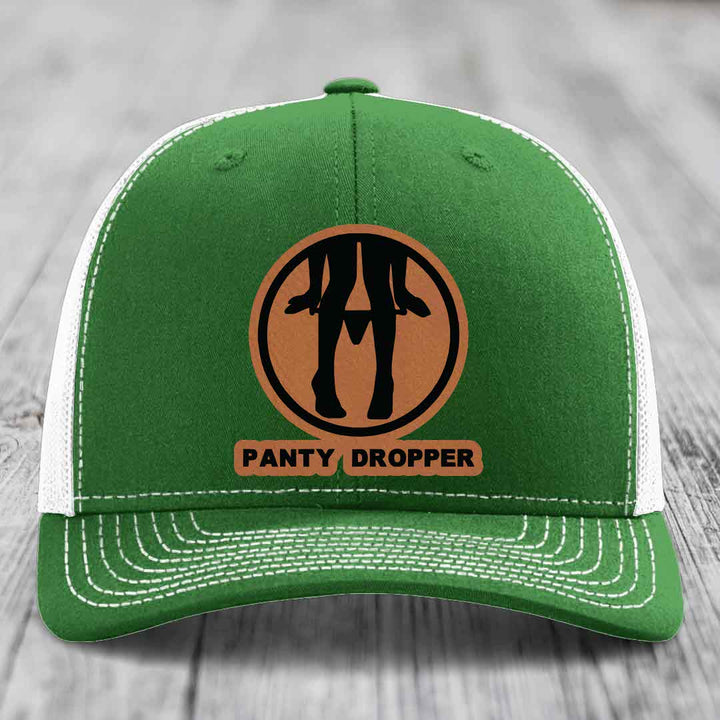 Panty Dropper - Leather Patch Hat - Rawhide to Black Patch - Richardson 112 Snapback Trucker Hat