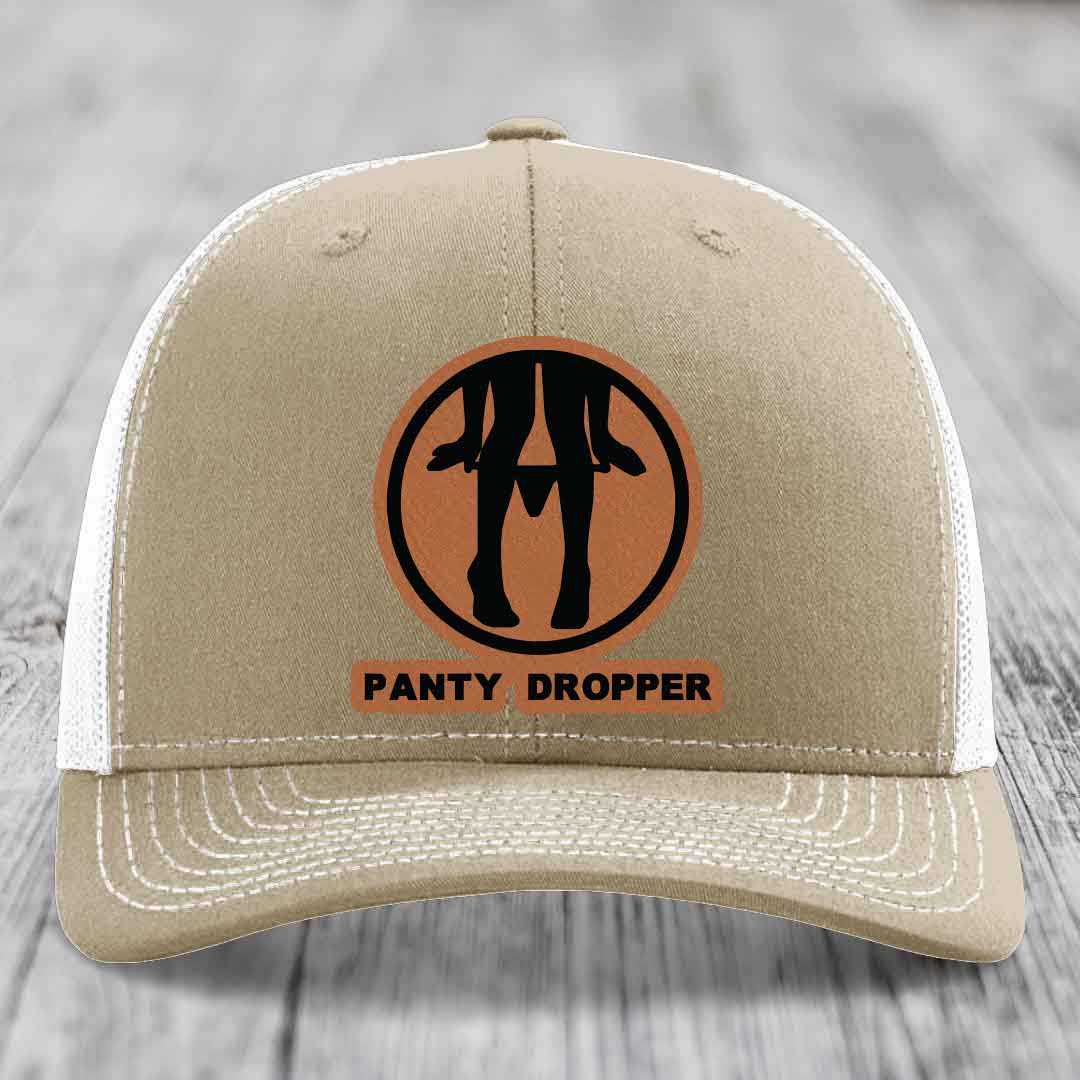 Panty Dropper - Leather Patch Hat - Rawhide to Black Patch - Richardson 112 Snapback Trucker Hat