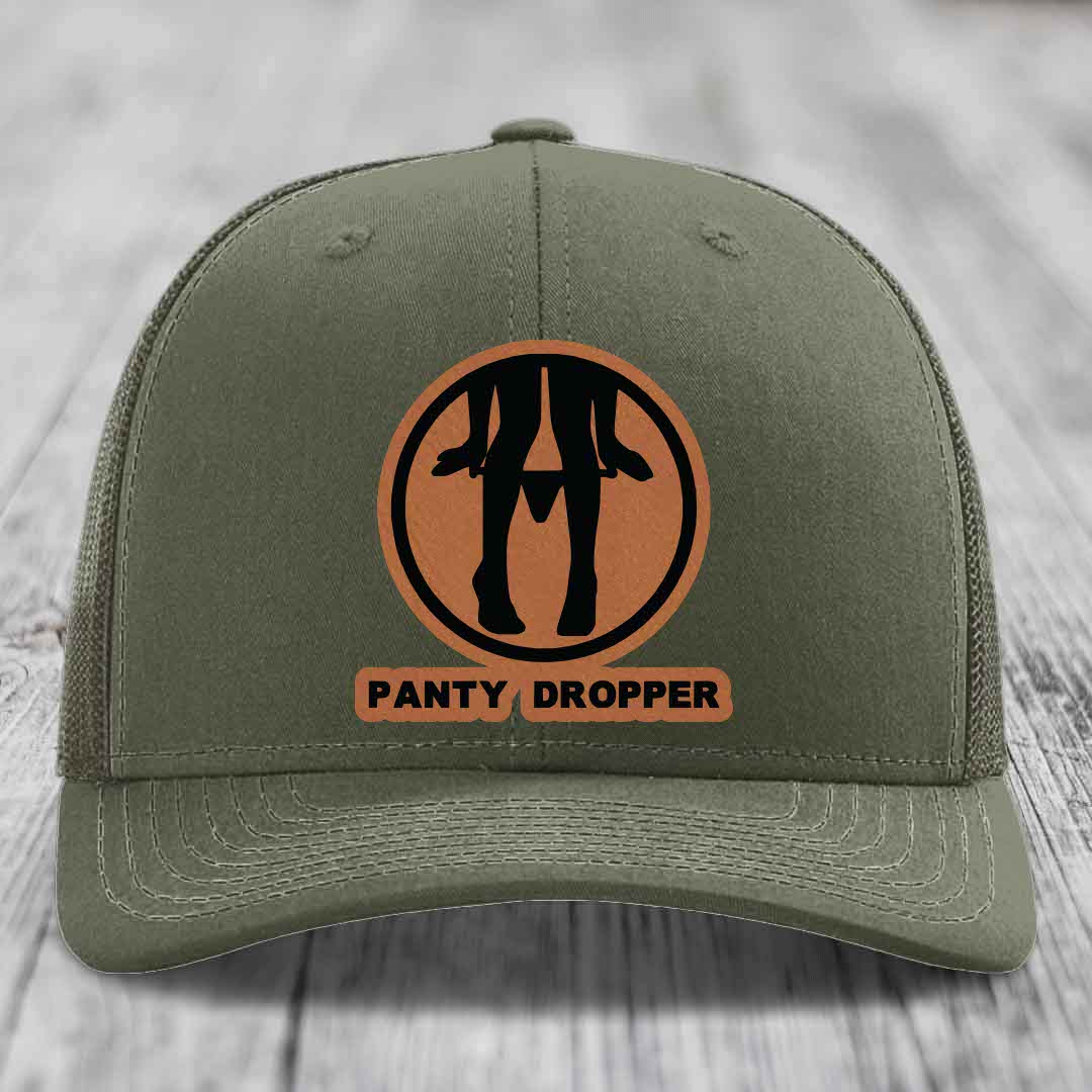 Panty Dropper - Leather Patch Hat - Rawhide to Black Patch - Richardson 112 Snapback Trucker Hat