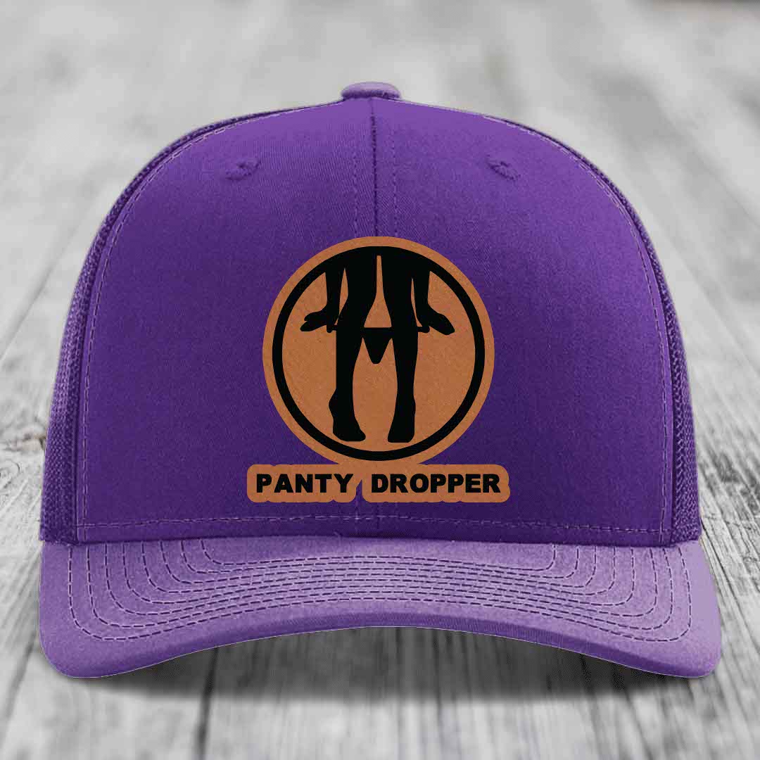 Panty Dropper - Leather Patch Hat - Rawhide to Black Patch - Richardson 112 Snapback Trucker Hat