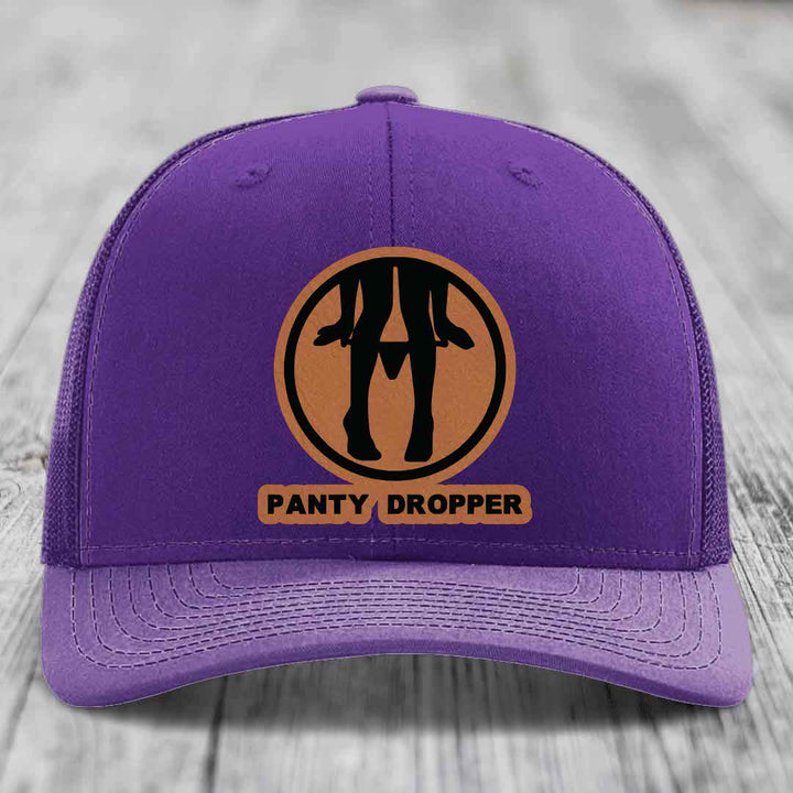 Panty Dropper - Leather Patch Hat - Rawhide to Black Patch - Richardson 112 Snapback Trucker Hat