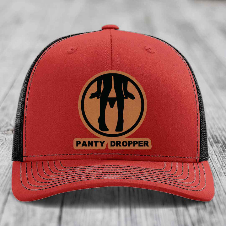 Panty Dropper - Leather Patch Hat - Rawhide to Black Patch - Richardson 112 Snapback Trucker Hat