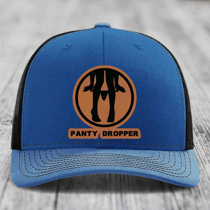 Panty Dropper - Leather Patch Hat - Rawhide to Black Patch - Richardson 112 Snapback Trucker Hat