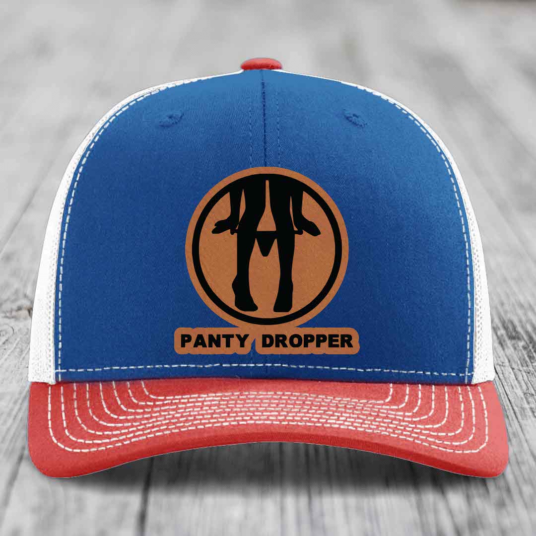 Panty Dropper - Leather Patch Hat - Rawhide to Black Patch - Richardson 112 Snapback Trucker Hat
