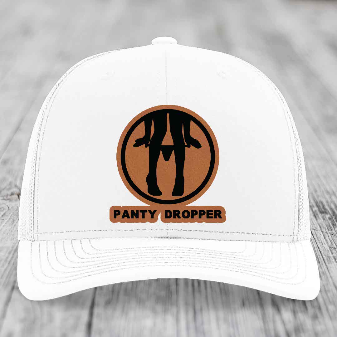 Panty Dropper - Leather Patch Hat - Rawhide to Black Patch - Richardson 112 Snapback Trucker Hat
