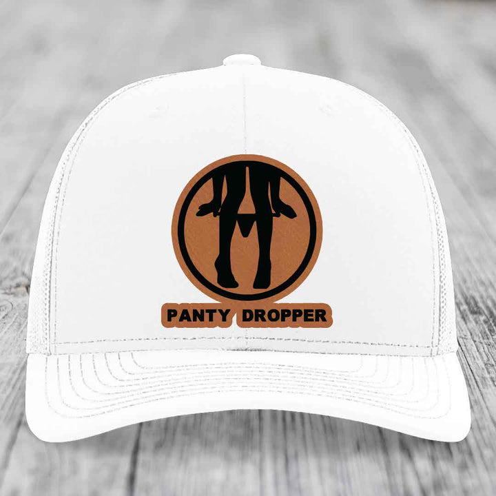 Panty Dropper - Leather Patch Hat - Rawhide to Black Patch - Richardson 112 Snapback Trucker Hat