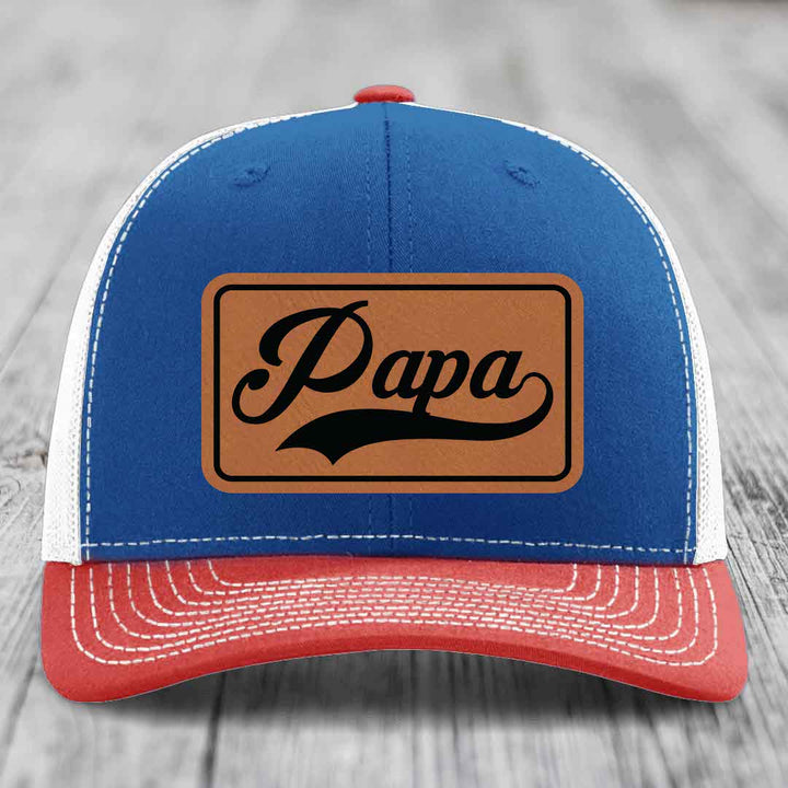 Papa - Leather Patch Hat - Rawhide to Black Patch - Richardson 112 Snapback Trucker Hat