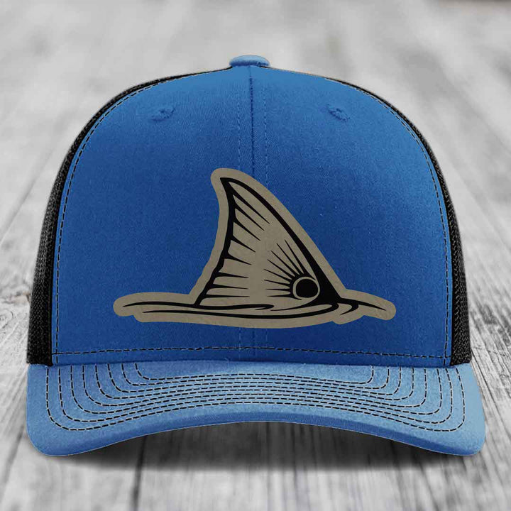Redfish Tail - Leather Patch Hat - Light Brown to Black Patch - Richardson 112 Snapback Trucker Hat