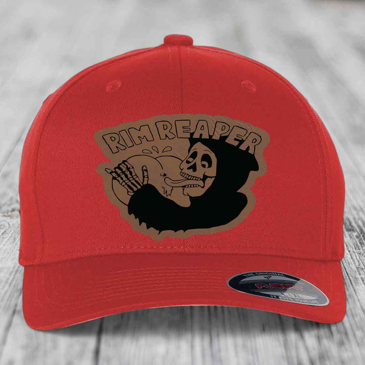 Red baseball cap with &