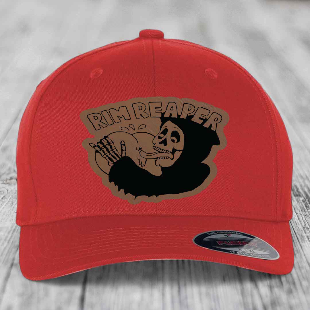 Red baseball cap with &