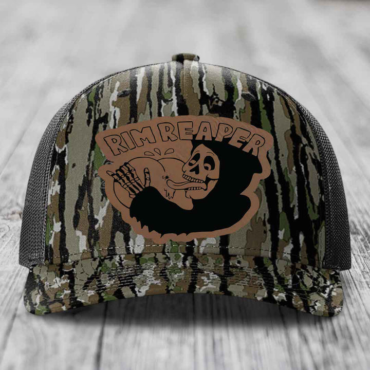 Camouflage trucker hat with brown &