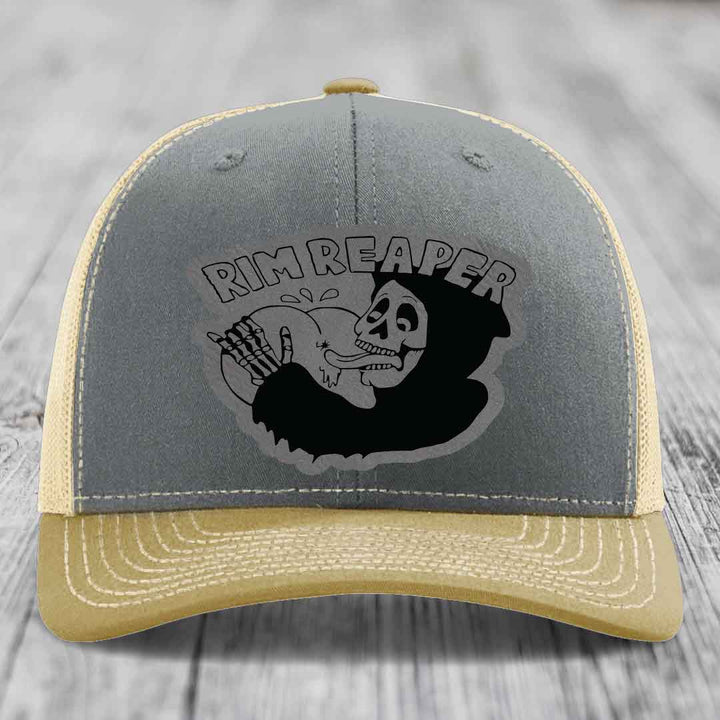 Grey and beige trucker hat with black &