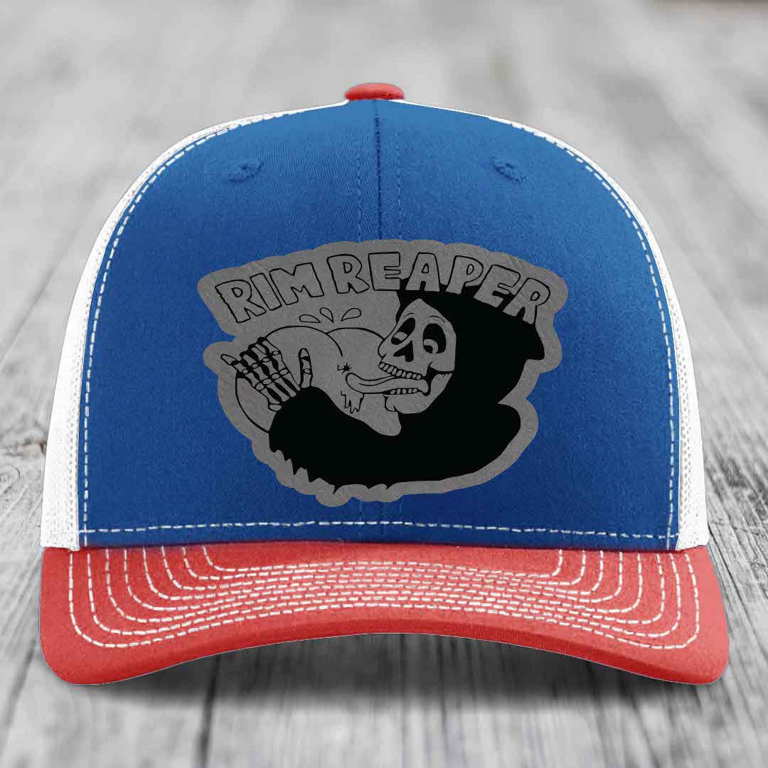 Blue and red trucker hat with &