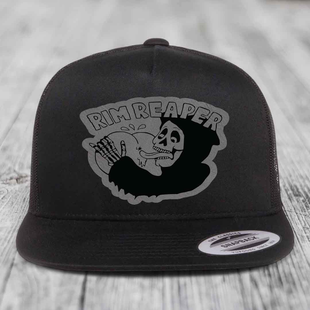 Black snapback trucker hat with grey &