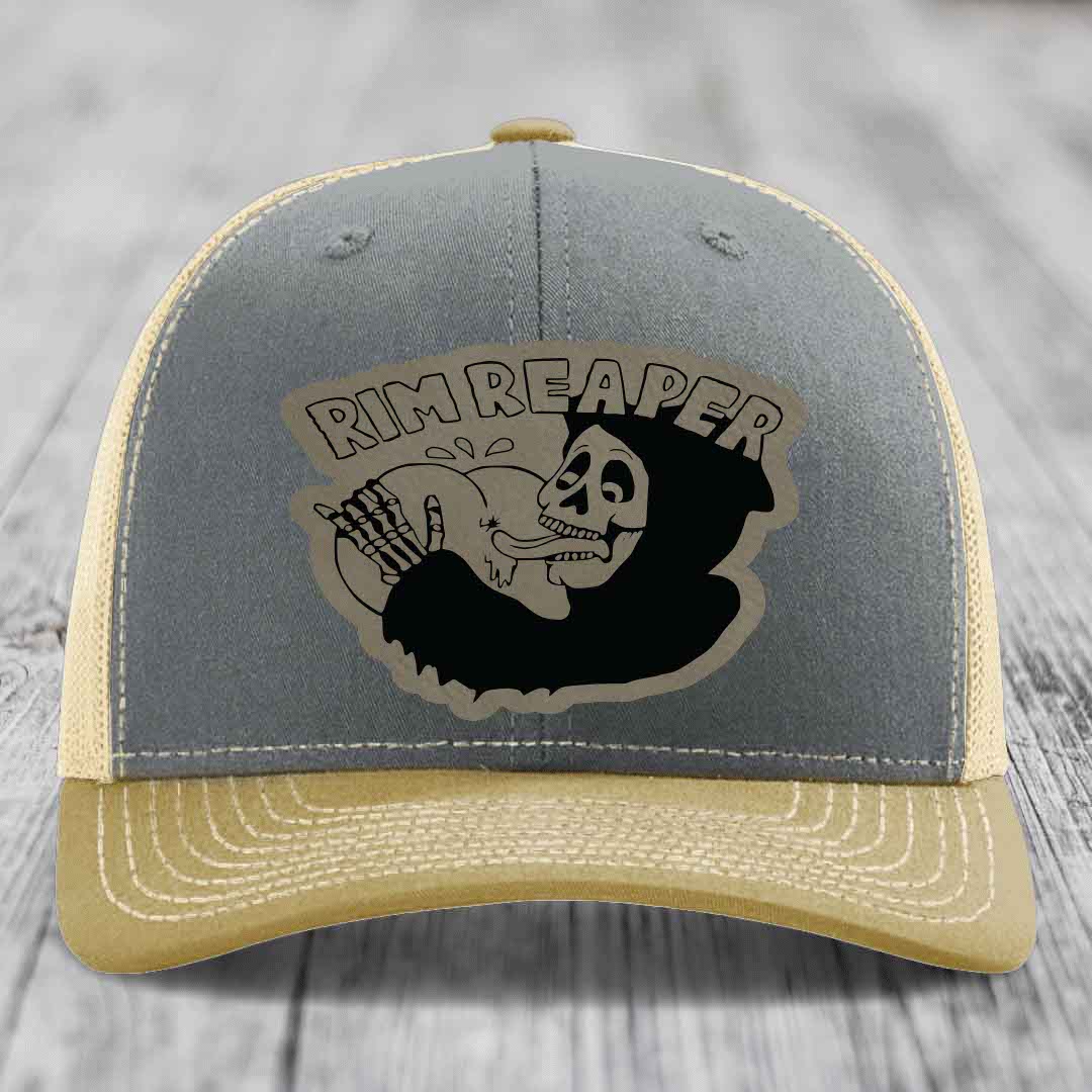 Grey and beige trucker hat with &